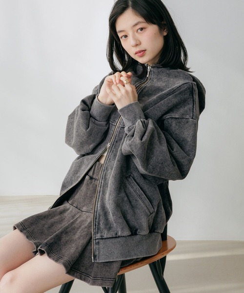 Heather（ヘザー）の「UV裏毛フーディ（ロング丈）　656722（パーカー・レディース・グレー系その他/スミクロ/ピンク・FREE）」の12枚目の写真