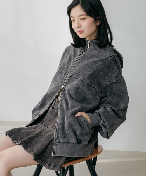 Heather（ヘザー）の「UV裏毛フーディ（ロング丈）　656722（パーカー・レディース・グレー系その他/スミクロ/ピンク・FREE）」の13枚目の写真