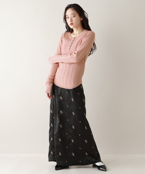 RAGEBLUE（レイジブルー）の「アイレット編み/ヘンリーニットプルオーバー（ニット/セーター・レディース・ホワイト/ピンク/ネイビー・FREE）」の10枚目の写真