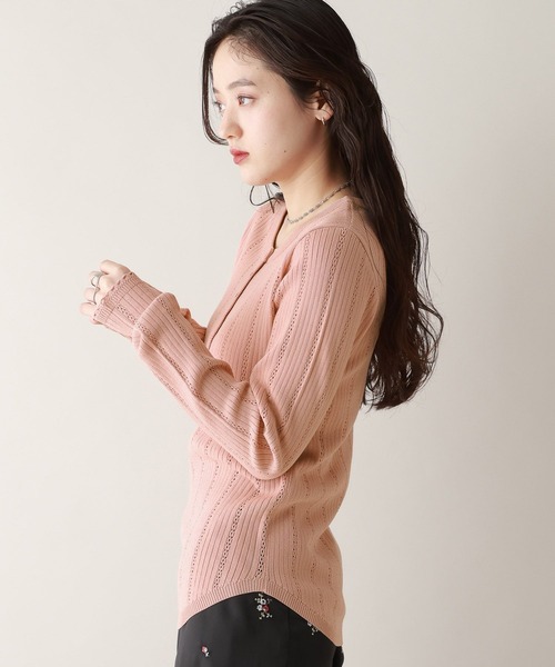 RAGEBLUE（レイジブルー）の「アイレット編み/ヘンリーニットプルオーバー（ニット/セーター・レディース・ホワイト/ピンク/ネイビー・FREE）」の11枚目の写真