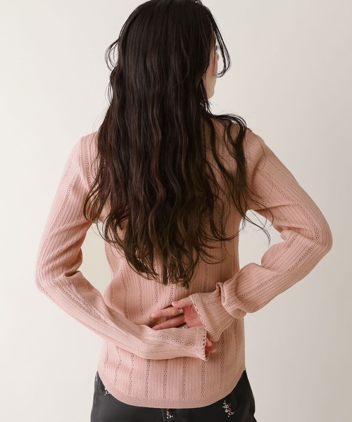 RAGEBLUE（レイジブルー）の「アイレット編み/ヘンリーニットプルオーバー（ニット/セーター・レディース・ホワイト/ピンク/ネイビー・FREE）」の12枚目の写真