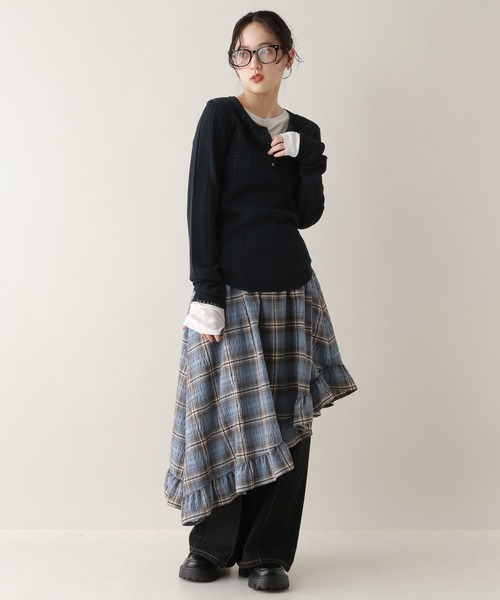 RAGEBLUE（レイジブルー）の「アイレット編み/ヘンリーニットプルオーバー（ニット/セーター・レディース・ホワイト/ピンク/ネイビー・FREE）」の13枚目の写真