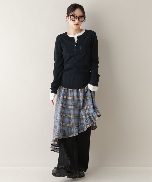 RAGEBLUE（レイジブルー）の「アイレット編み/ヘンリーニットプルオーバー（ニット/セーター・レディース・ホワイト/ピンク/ネイビー・FREE）」の14枚目の写真