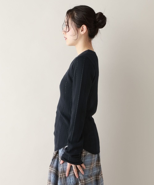 RAGEBLUE（レイジブルー）の「アイレット編み/ヘンリーニットプルオーバー（ニット/セーター・レディース・ホワイト/ピンク/ネイビー・FREE）」の17枚目の写真