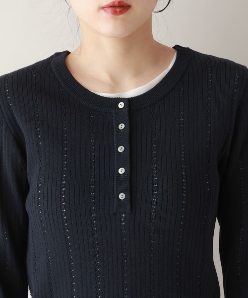 RAGEBLUE（レイジブルー）の「アイレット編み/ヘンリーニットプルオーバー（ニット/セーター・レディース・ホワイト/ピンク/ネイビー・FREE）」の19枚目の写真