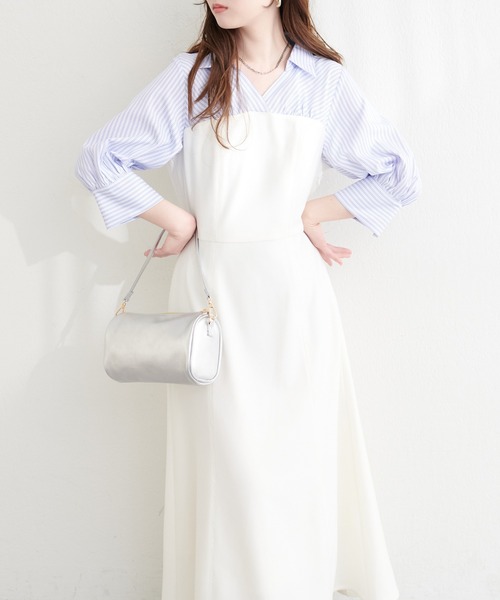 natural couture（ナチュラルクチュール）の「ドッキングシャツワンピース（ワンピース・レディース・ブラック系その他/ブラック/ネイビー/ホワイト系その他・FREE）」の2枚目の写真