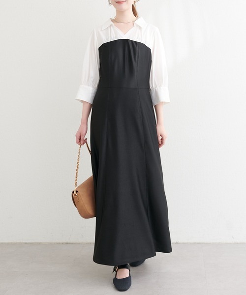 natural couture（ナチュラルクチュール）の「ドッキングシャツワンピース（ワンピース・レディース・ブラック系その他/ブラック/ネイビー/ホワイト系その他・FREE）」の3枚目の写真