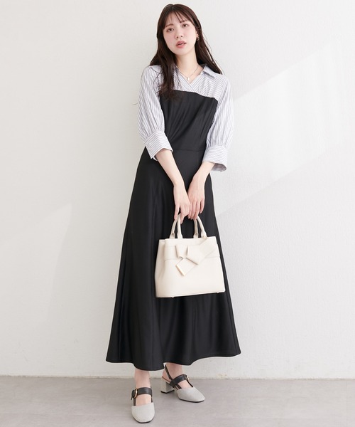 natural couture（ナチュラルクチュール）の「ドッキングシャツワンピース（ワンピース・レディース・ブラック系その他/ブラック/ネイビー/ホワイト系その他・FREE）」の12枚目の写真