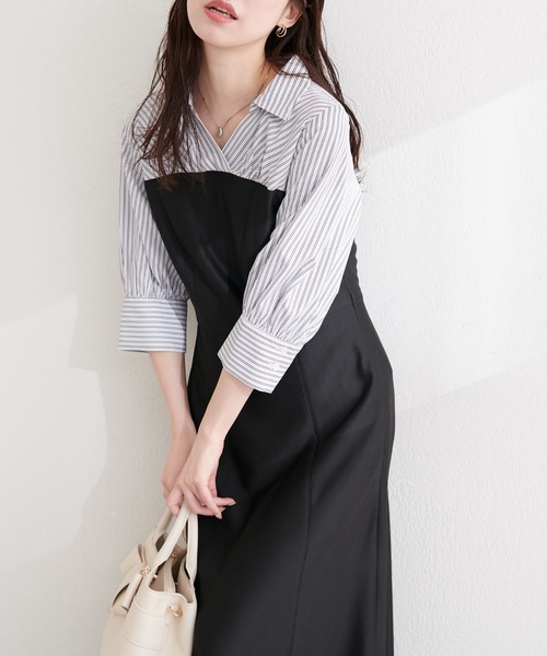 natural couture（ナチュラルクチュール）の「ドッキングシャツワンピース（ワンピース・レディース・ブラック系その他/ブラック/ネイビー/ホワイト系その他・FREE）」の13枚目の写真