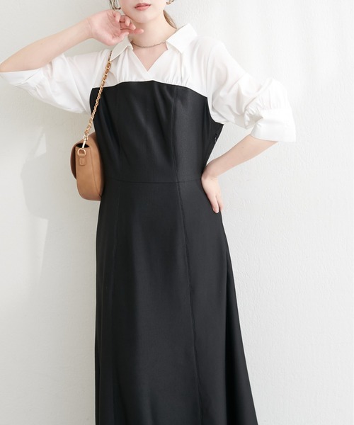 natural couture（ナチュラルクチュール）の「ドッキングシャツワンピース（ワンピース・レディース・ブラック系その他/ブラック/ネイビー/ホワイト系その他・FREE）」の9枚目の写真
