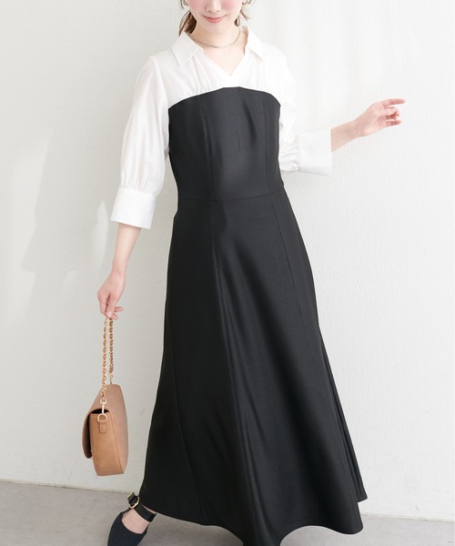 natural couture（ナチュラルクチュール）の「ドッキングシャツワンピース（ワンピース・レディース・ブラック系その他/ブラック/ネイビー/ホワイト系その他・FREE）」の8枚目の写真