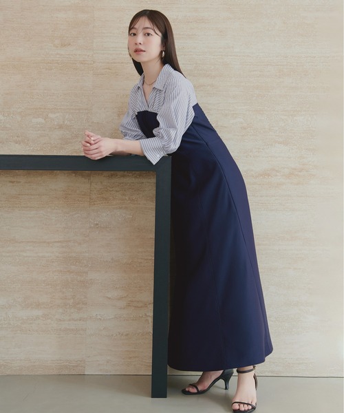 natural couture（ナチュラルクチュール）の「ドッキングシャツワンピース（ワンピース・レディース・ブラック系その他/ブラック/ネイビー/ホワイト系その他・FREE）」の21枚目の写真