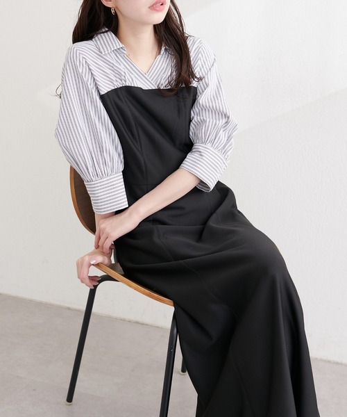 natural couture（ナチュラルクチュール）の「ドッキングシャツワンピース（ワンピース・レディース・ブラック系その他/ブラック/ネイビー/ホワイト系その他・FREE）」の15枚目の写真