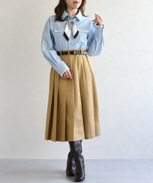 31 Sons de mode（トランテアン　ソン　ドゥ　モード）の「2026春夏新作 スカーフ付きシャツブラウス（シャツ/ブラウス・レディース・ピンク系/オフホワイト/サックスブルー・ﾌﾘ-）」の8枚目の写真