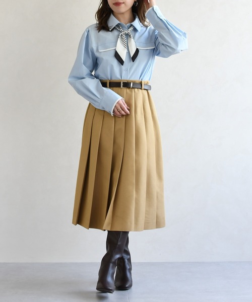 31 Sons de mode（トランテアン　ソン　ドゥ　モード）の「2026春夏新作 スカーフ付きシャツブラウス（シャツ/ブラウス・レディース・ピンク系/オフホワイト/サックスブルー・ﾌﾘ-）」の9枚目の写真