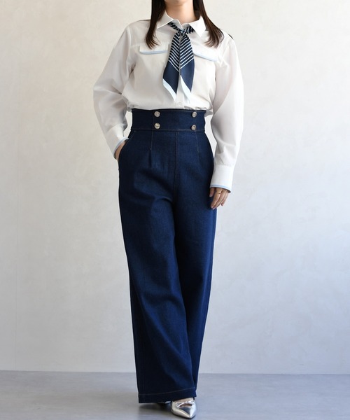 31 Sons de mode（トランテアン　ソン　ドゥ　モード）の「2026春夏新作 スカーフ付きシャツブラウス（シャツ/ブラウス・レディース・ピンク系/オフホワイト/サックスブルー・ﾌﾘ-）」の15枚目の写真