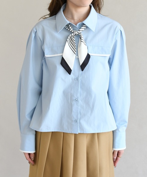 31 Sons de mode（トランテアン　ソン　ドゥ　モード）の「2026春夏新作 スカーフ付きシャツブラウス（シャツ/ブラウス・レディース・ピンク系/オフホワイト/サックスブルー・ﾌﾘ-）」の17枚目の写真