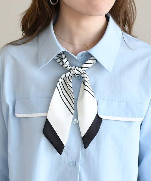 31 Sons de mode（トランテアン　ソン　ドゥ　モード）の「2026春夏新作 スカーフ付きシャツブラウス（シャツ/ブラウス・レディース・ピンク系/オフホワイト/サックスブルー・ﾌﾘ-）」の21枚目の写真