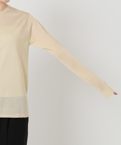 VERMEIL par iena（ヴェルメイユパーイエナ）の「シルク MIX クルーネックカーディガン（カーディガン/ボレロ・レディース・ベージュ/カーキ・FREE）」の4枚目の写真