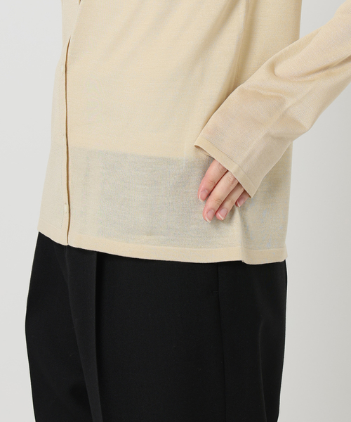VERMEIL par iena（ヴェルメイユパーイエナ）の「シルク MIX クルーネックカーディガン（カーディガン/ボレロ・レディース・ベージュ/カーキ・FREE）」の5枚目の写真