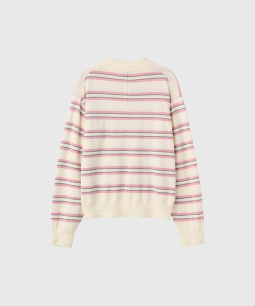 GENERAL IDEA(ジェネラルアイデア)の「【GENERAL IDEA】マルチボーダーポロシャツニットトップス / MULTI STRIPE LOOSE COLLAR KNIT(ポロシャツ・レディース・アイボリー/レッド/ライトグレー・S/L/M)」の10枚目の写真