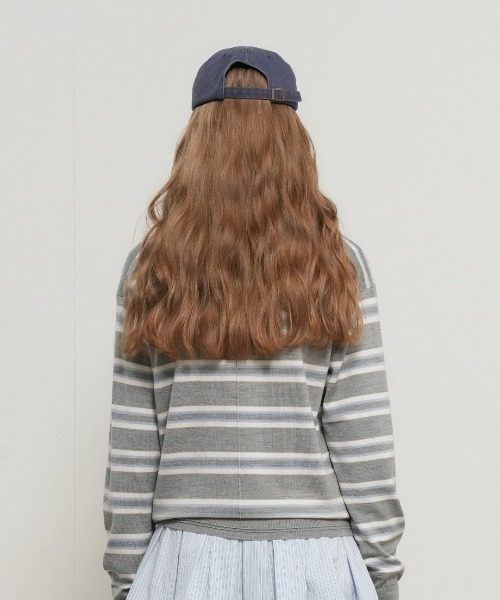 GENERAL IDEA（ジェネラルアイデア）の「【GENERAL IDEA】マルチボーダーポロシャツニットトップス / MULTI STRIPE LOOSE COLLAR KNIT（ポロシャツ・レディース・アイボリー/レッド/ライトグレー・S/L/M）」の12枚目の写真