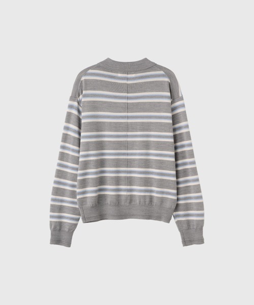GENERAL IDEA(ジェネラルアイデア)の「【GENERAL IDEA】マルチボーダーポロシャツニットトップス / MULTI STRIPE LOOSE COLLAR KNIT(ポロシャツ・レディース・アイボリー/レッド/ライトグレー・S/L/M)」の16枚目の写真