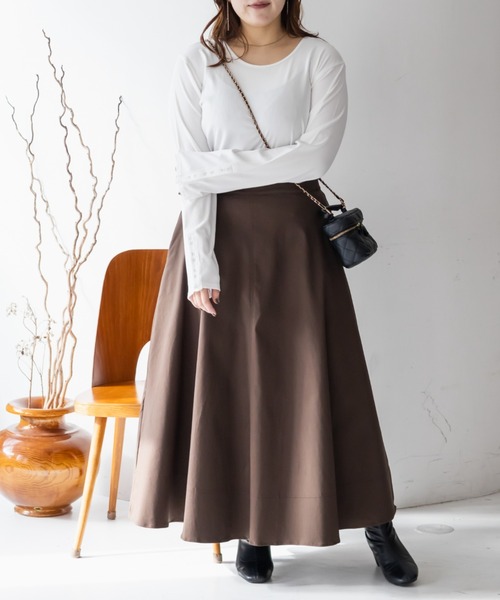 CLETTE(クレット)の「CLETTEオリジナルフレアロングスカート(スカート・レディース・ライトベージュ/ブラウン/ブラック・LL/3L/4L)」の10枚目の写真