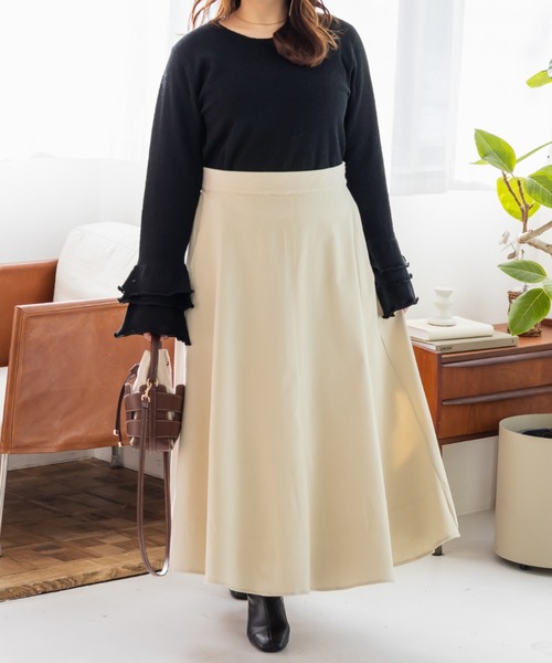 CLETTE(クレット)の「CLETTEオリジナルフレアロングスカート(スカート・レディース・ライトベージュ/ブラウン/ブラック・LL/3L/4L)」の13枚目の写真
