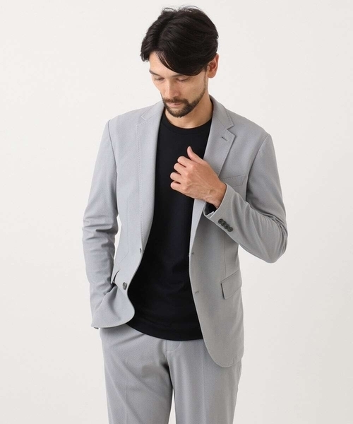 MICHEL KLEIN HOMME (ミッシェルクランオム)の「【セットアップ】コットンライクストレッチテーラードジャケット(テーラードジャケット・メンズ・ブラック/グレー・MEDIUM/LARGE/X-LARGE)」の7枚目の写真