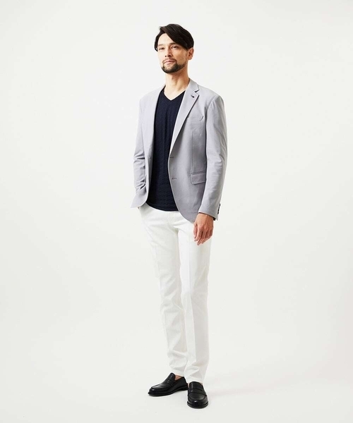MICHEL KLEIN HOMME (ミッシェルクランオム)の「【セットアップ】コットンライクストレッチテーラードジャケット(テーラードジャケット・メンズ・ブラック/グレー・MEDIUM/LARGE/X-LARGE)」の8枚目の写真