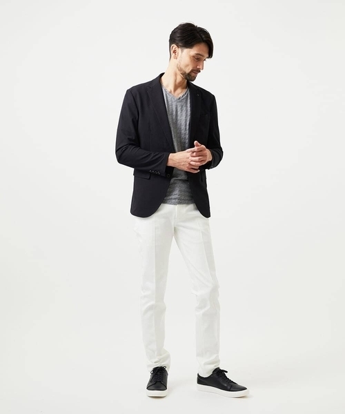 MICHEL KLEIN HOMME (ミッシェルクランオム)の「【セットアップ】コットンライクストレッチテーラードジャケット(テーラードジャケット・メンズ・ブラック/グレー・MEDIUM/LARGE/X-LARGE)」の6枚目の写真