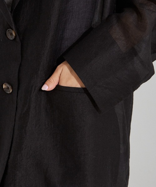 NOMINE（ノミネ）の「【NOMINE】バックスリット シルキー シアー ジャケット（テーラードジャケット・レディース・キャメル/ブラック・フリー）」の22枚目の写真