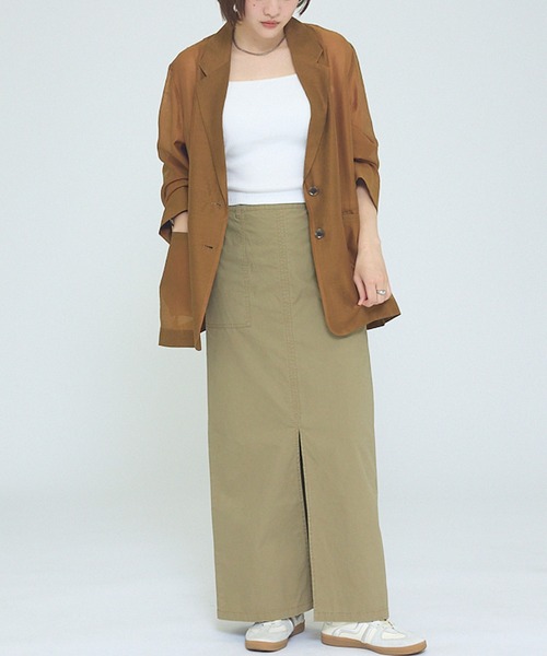 NOMINE（ノミネ）の「【NOMINE】バックスリット シルキー シアー ジャケット（テーラードジャケット・レディース・キャメル/ブラック・フリー）」の11枚目の写真