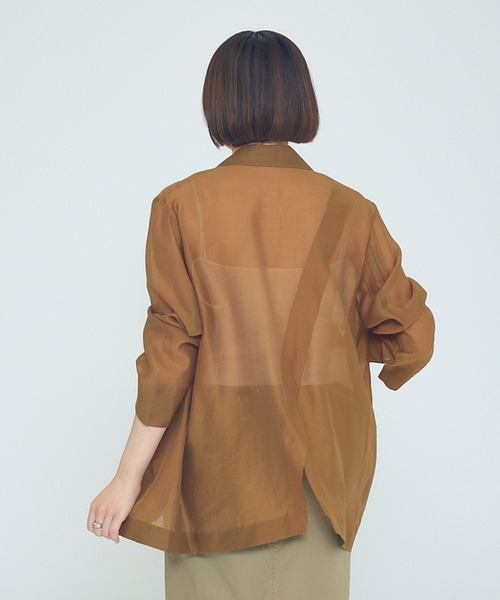 NOMINE（ノミネ）の「【NOMINE】バックスリット シルキー シアー ジャケット（テーラードジャケット・レディース・キャメル/ブラック・フリー）」の15枚目の写真