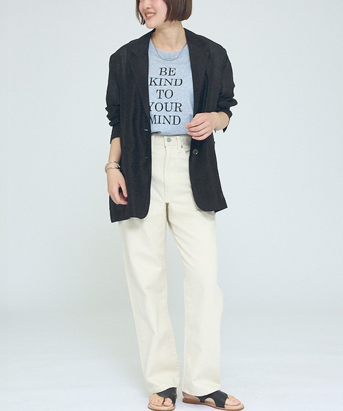 NOMINE（ノミネ）の「【NOMINE】バックスリット シルキー シアー ジャケット（テーラードジャケット・レディース・キャメル/ブラック・フリー）」の5枚目の写真