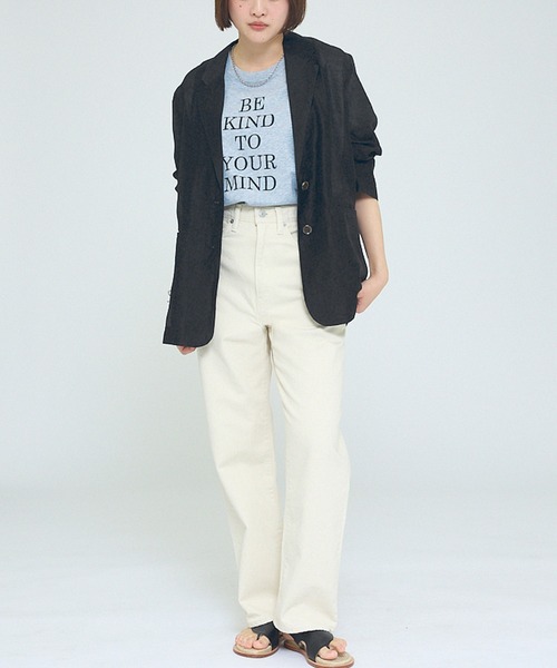 NOMINE（ノミネ）の「【NOMINE】バックスリット シルキー シアー ジャケット（テーラードジャケット・レディース・キャメル/ブラック・フリー）」の6枚目の写真