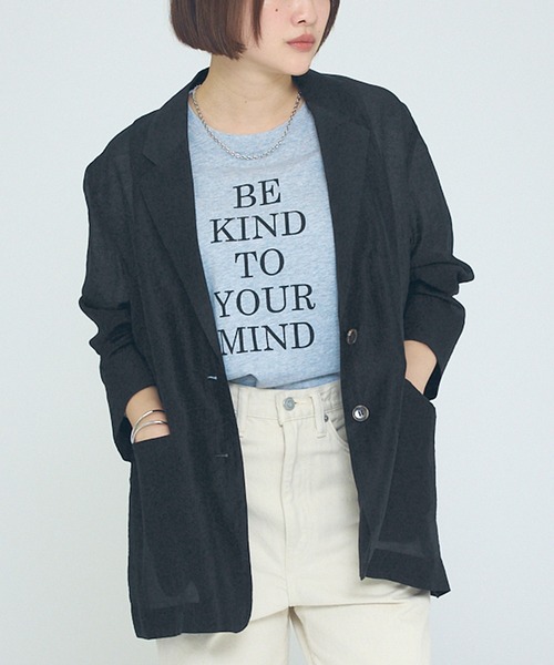 NOMINE（ノミネ）の「【NOMINE】バックスリット シルキー シアー ジャケット（テーラードジャケット・レディース・キャメル/ブラック・フリー）」の9枚目の写真