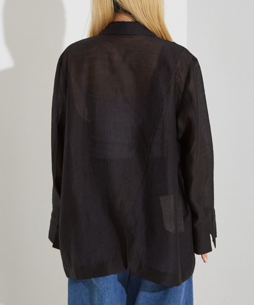 NOMINE（ノミネ）の「【NOMINE】バックスリット シルキー シアー ジャケット（テーラードジャケット・レディース・キャメル/ブラック・フリー）」の18枚目の写真