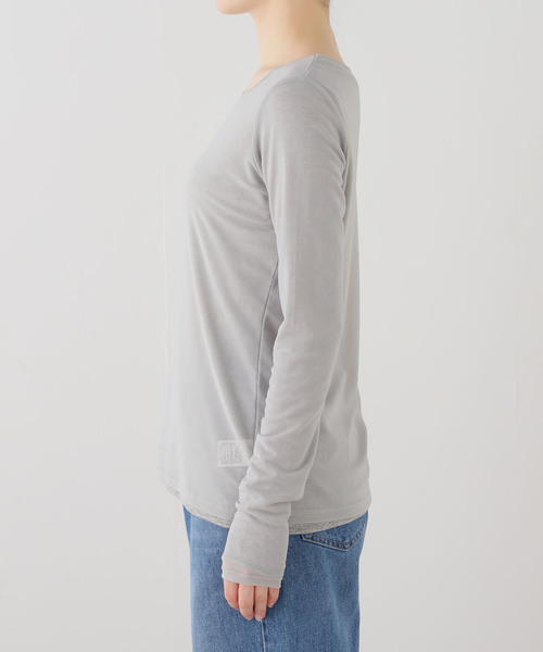 La TOTALITE（ラトータリテ）の「【洗える】レイヤードカットソー（Tシャツ/カットソー・レディース・ピンク/ホワイト/チャコールグレー・FREE）」の6枚目の写真