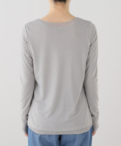 La TOTALITE（ラトータリテ）の「【洗える】レイヤードカットソー（Tシャツ/カットソー・レディース・ピンク/ホワイト/チャコールグレー・FREE）」の7枚目の写真