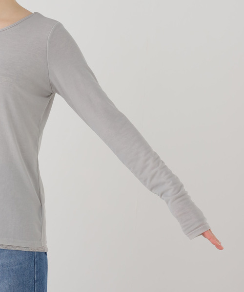 La TOTALITE（ラトータリテ）の「【洗える】レイヤードカットソー（Tシャツ/カットソー・レディース・ピンク/ホワイト/チャコールグレー・FREE）」の8枚目の写真