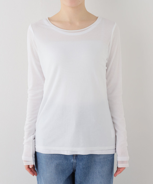 La TOTALITE（ラトータリテ）の「【洗える】レイヤードカットソー（Tシャツ/カットソー・レディース・ピンク/ホワイト/チャコールグレー・FREE）」の16枚目の写真