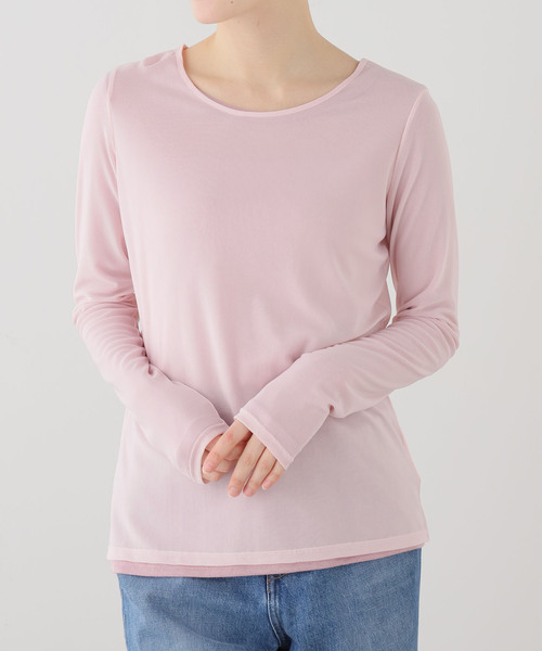 La TOTALITE（ラトータリテ）の「【洗える】レイヤードカットソー（Tシャツ/カットソー・レディース・ピンク/ホワイト/チャコールグレー・FREE）」の19枚目の写真