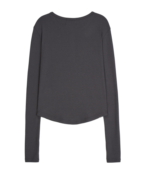 ERER(エルエル)の「Henley Neck Soft T-shirt Charcoal(Tシャツ/カットソー・レディース・チャコール・F)」の6枚目の写真