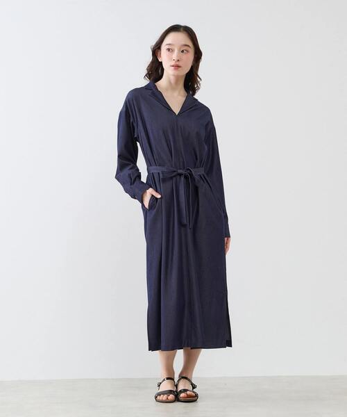 LOGEMENT DE CLAIRE(ロジュモンドクレール)の「オープンカラーワンピース(シャツワンピース・レディース・ライトグレー/ベージュ/インディゴブルー・FREE)」の3枚目の写真