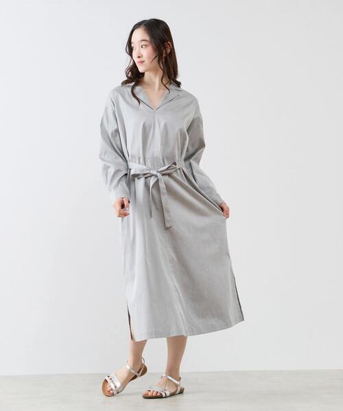 LOGEMENT DE CLAIRE(ロジュモンドクレール)の「オープンカラーワンピース(シャツワンピース・レディース・ライトグレー/ベージュ/インディゴブルー・FREE)」の7枚目の写真