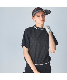 【marie claire:マリ.クレール】レディースストレッチ半袖プルオーバー モックネックシャツ ゴルフ