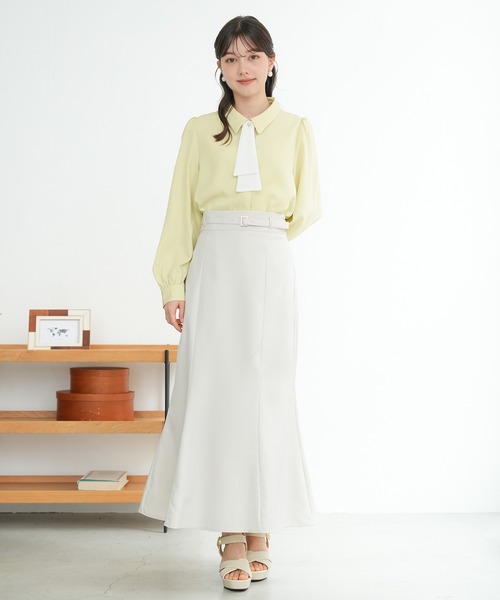 ASTORIA ODIER（アストリアオディール）の「デタッチャブルボウタイブラウス（２WAY仕様）（シャツ/ブラウス・レディース・イエロー/ホワイト/グレイッシュブルー/ピンクベージュ・MEDIUM）」の18枚目の写真