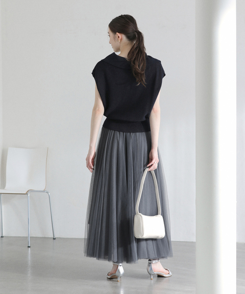 La TOTALITE（ラトータリテ）の「【洗える】CHOKLATE PARIS /チョコレートパリ  チュールロングスカート（スカート・レディース・チャコールグレー/ベージュ・FREE）」の8枚目の写真